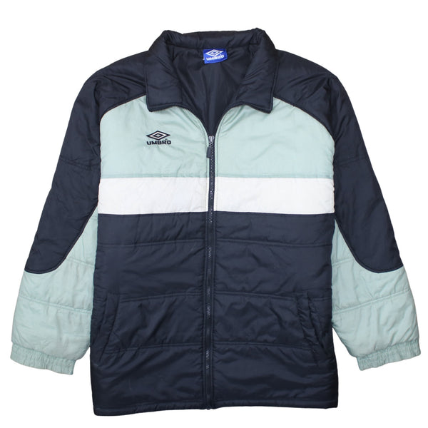 Umbro Black Green Puffer Jacket Men's XXLarge Embroidered Logo Full Zip Padded Coat