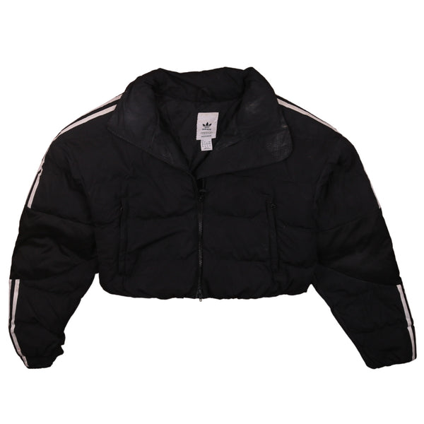 Adidas 90's Crop Full Zip Up Puffer Jacket Small Black