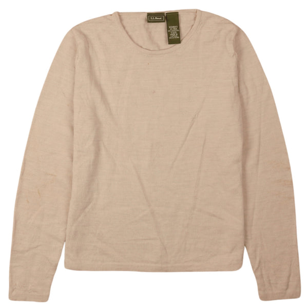 L.L.Bean 90's Plain Crew Neck Sweatshirt XSmall Beige Cream