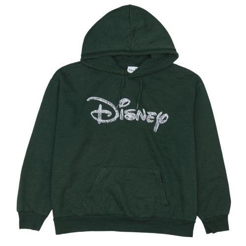 Disney Dark Green Hoodie Women's XLarge Printed Logo Front Pouch Fleece Pullover Sweatshirt