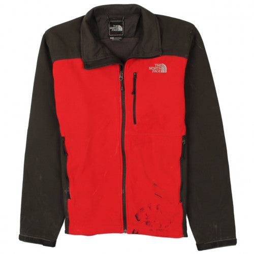 The North Face Red Black Jacket Men's Small Full Zip Embroidered Logo Pockets Fleece Outerwear