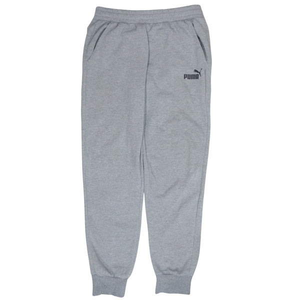 Puma Light Grey Joggers Men’s Medium Printed Logo Elastic Waist Cuffed Sweatpants