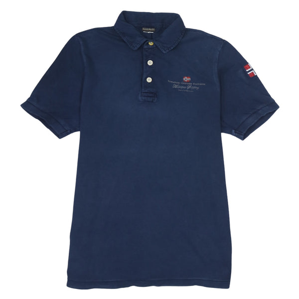 Napapijri 90's Short Sleeves Quarter Button T Shirt Medium Navy Blue
