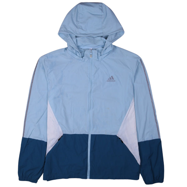 Adidas 90's Hooded Full Zip Up Windbreaker XXXXLarge (4XL) Blue