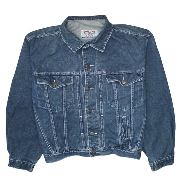 Retro 90's Plain Button Up Denim Jacket XLarge  Navy Blue