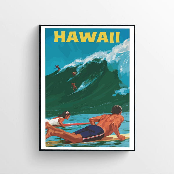 Hawaii  Big Wave Travel Poster