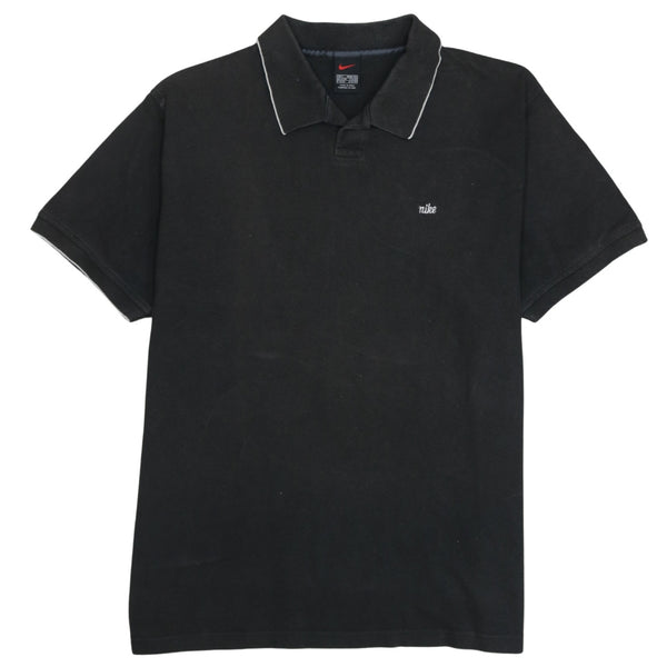 Nike 90's Short Sleeves Quarter Button Polo Shirt Large Black