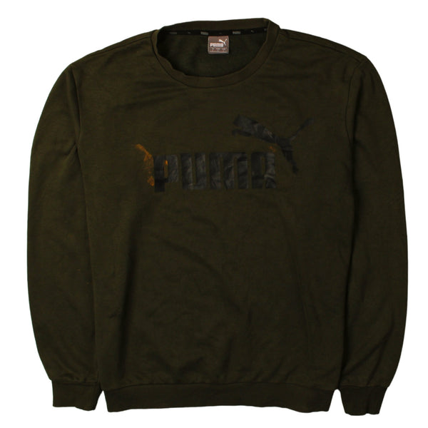 Puma 90's Long Sleeves Crew Neck Sweatshirt Large Khaki Green