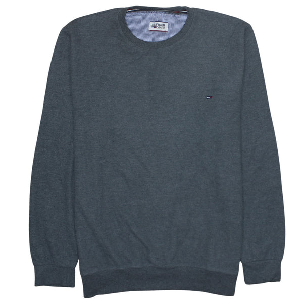 Tommy Hilfiger Charcoal Grey Sweatshirt Women's XLarge Embroidered Flag Logo Crewneck Pullover