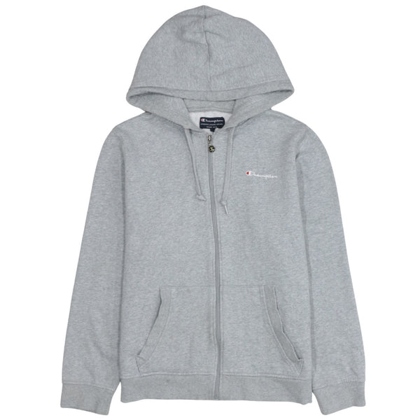 Champion Grey Zip Hoodie Women’s XLarge Embroidered Chest Logo Drawstring Hood Pockets Sweatshirt