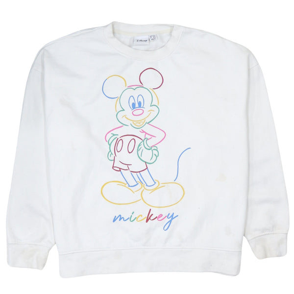 Disney 90's Mickey Mouse Crew Neck Sweatshirt Large White