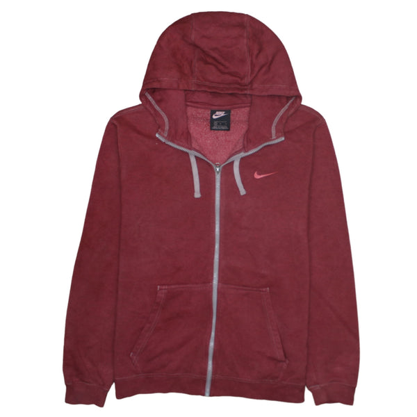 Nike 90's Swoosh Full Zip Up Hoodie Medium Red