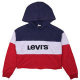 Levi's 90's Crop Spellout Hoodie Small Navy Blue