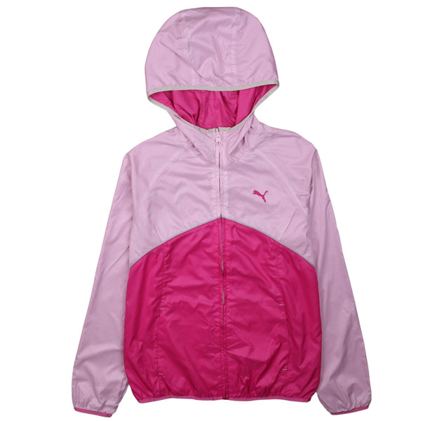 Puma 90's Hooded Full Zip Up Windbreaker Medium (missing sizing label) Pink