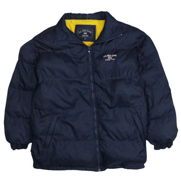 U.S Polo Assn 90's Lightweight Full Zip Up Puffer Jacket XLarge Navy Blue
