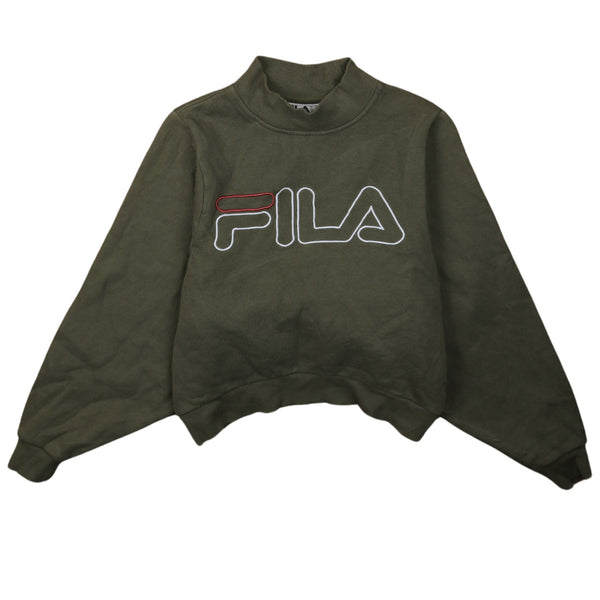 Fila 90's Spellout Crop Sweatshirt XSmall Khaki Green