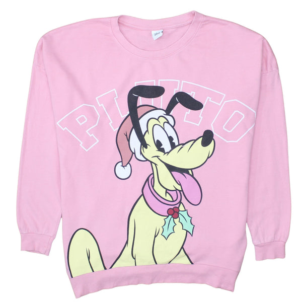 Disney 90's Pluto Crew Neck Sweatshirt Large  Pink