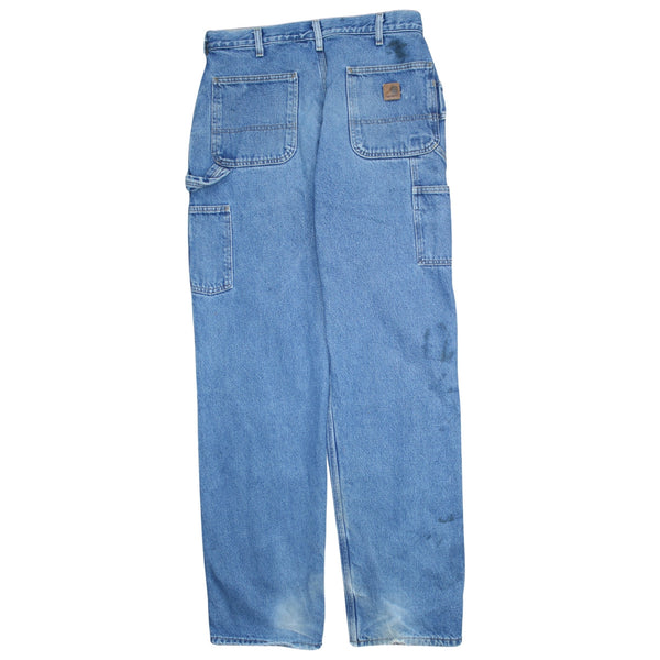 Carhartt 90's Drawstring Pockets Straight Leg Baggy Jeans / Pants 34 Blue