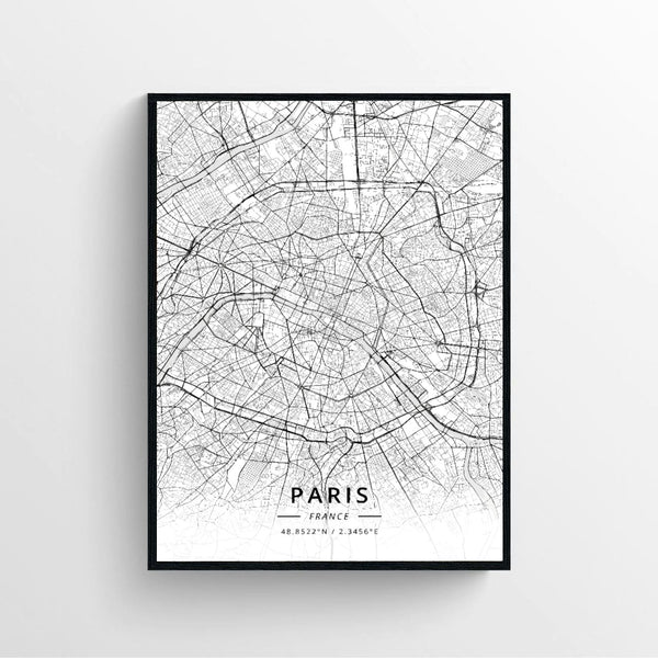 Paris Map Print Poster