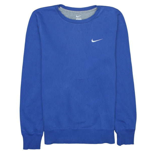 Nike Royal Blue Sweatshirt Men's Small Embroidered Swoosh Logo Crewneck Pullover Top
