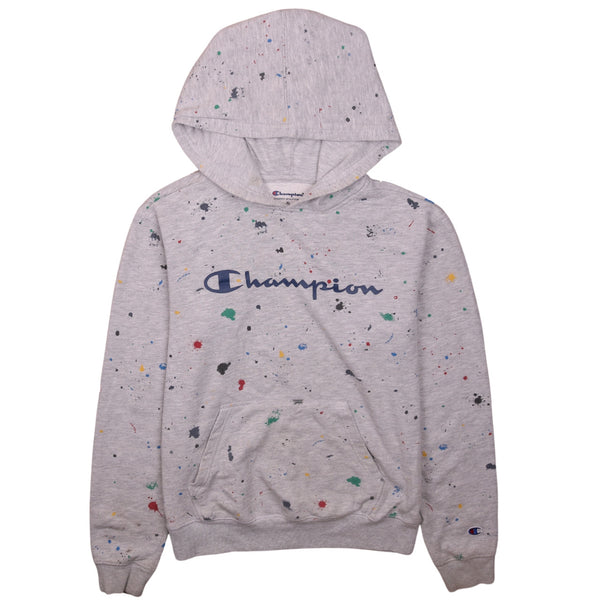 Champion 90's Spellout Pullover Hoodie XLarge Grey