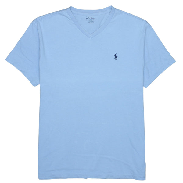 Polo Ralph Lauren 90's Short Sleeves V Neck T Shirt Large  Blue