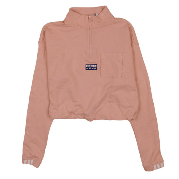 Adidas 90's Crop Quater Zip Sweatshirt Small Pink