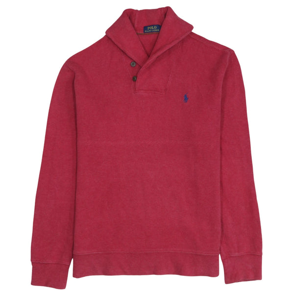 Polo Ralph Lauren 90's 1/4 Button Turtle Neck Sweatshirt Large Red