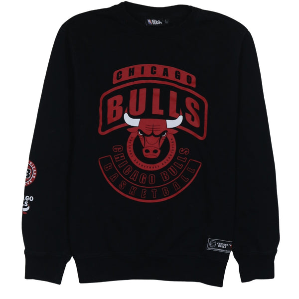 NBA Black Sweatshirt Women’s Large Chicago Bulls Printed Logo Fleece Pullover Jumper