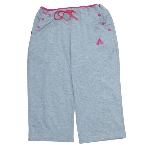 Adidas Light Grey Shorts Women’s 4XL Pink Trim Drawstring Elastic Waist Logo Loungewear