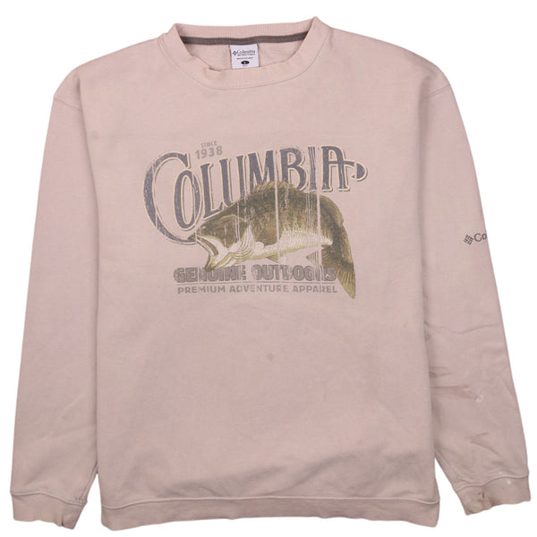 Columbia 90's Spellout Crew Neck Sweatshirt Large Beige Cream