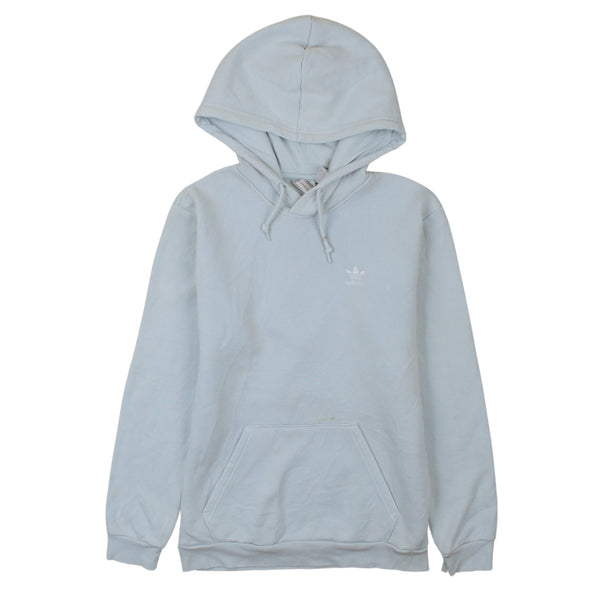 Adidas Light Blue Hoodie Men's Small Trefoil Embroidered Logo Front Pocket Pullover Sweatshirt