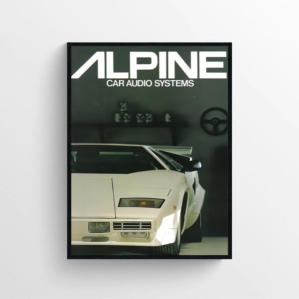 White Lamborghini Countach Alpine Poster