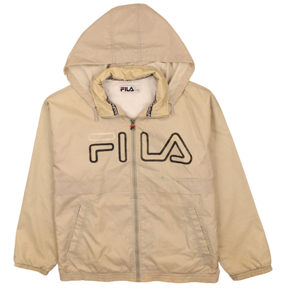 Fila Beige Cream 90s Spellout Full Zip Windbreaker XL Men's Rare