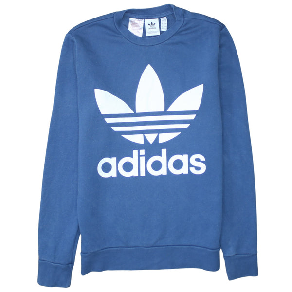 Adidas 90's Spellout Crew Neck Sweatshirt Large Blue