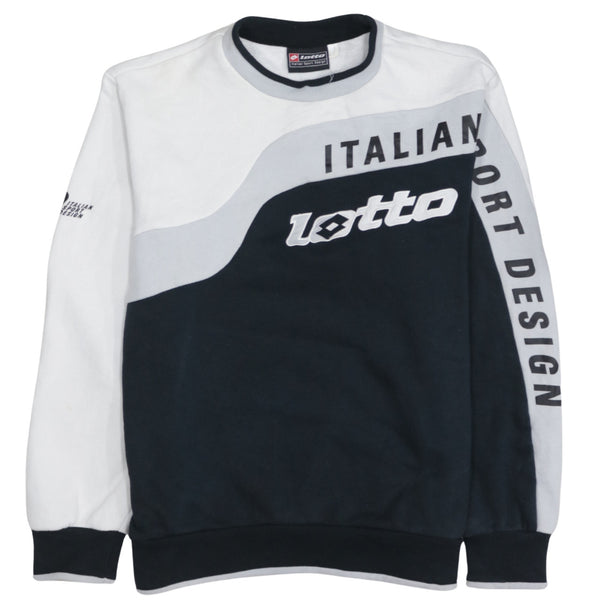 Lotto Black White Sweatshirt Men's Large Printed Logo Italian Sport Design Pullover Top