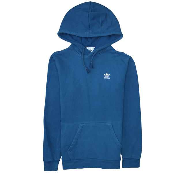 Adidas 90's Drawstring Pockets Pullover Hoodie Small Blue