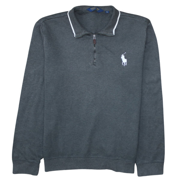 Polo Ralph Lauren 90's Lightweight Quarter Zip Sweatshirt XLarge Grey