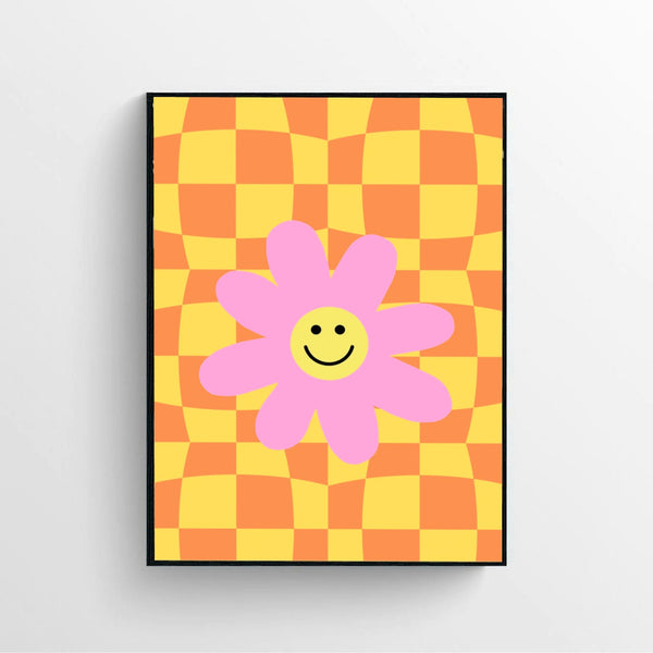 Trendy Checkered Flower Wall Art poster