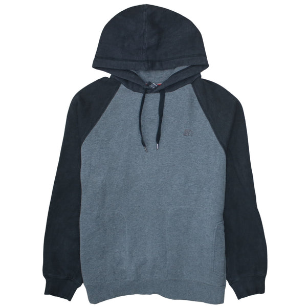 Starter Black Grey Hoodie Men's Large Raglan Sleeve Embroidered Logo Pullover Sweatshirt