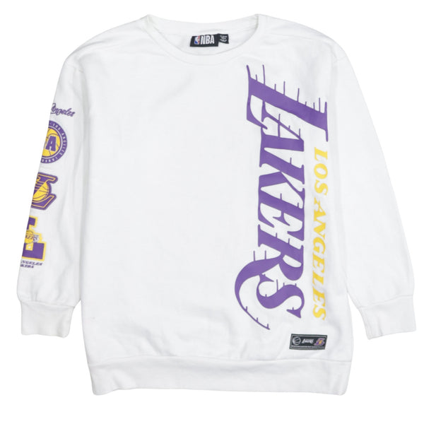 NBA 90's Los Angeles Lakers Crew Neck Sweatshirt Medium  White