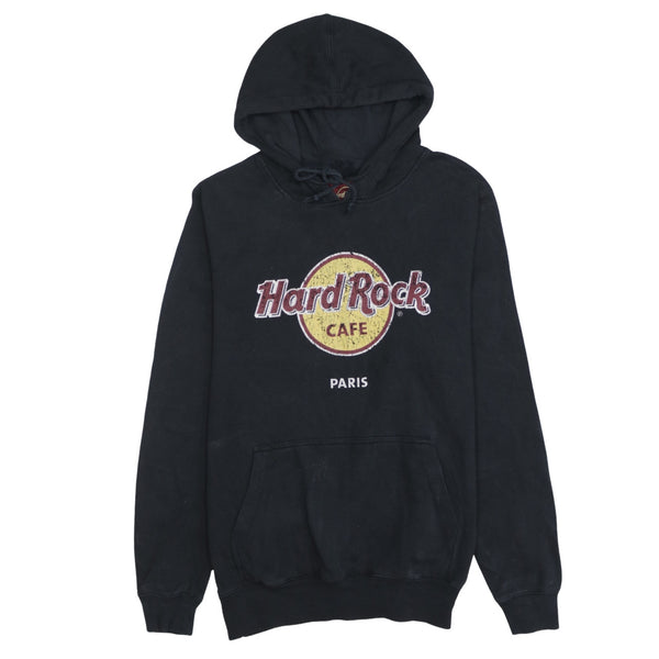 Hard Rock Cafe 90's Spellout Pullover Hoodie Medium Black