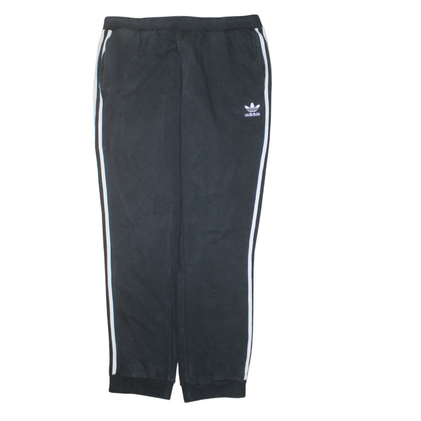 Adidas Black Joggers Men’s Medium Trefoil Logo Side Stripes Cuffed Track Pants