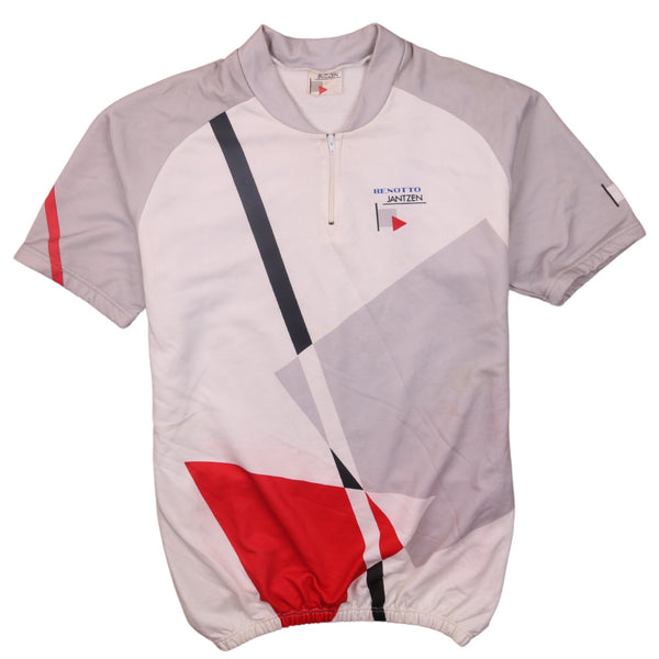 Active 90's White Windbreaker Medium | Vintage Short Sleeves Zip Jacket