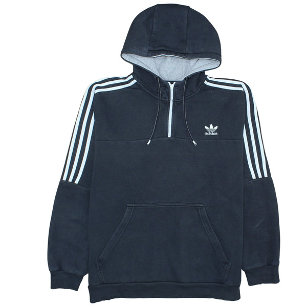 Adidas Black Hoodie Women’s XLarge Trefoil Embroidered Logo Three Stripe Half Zip Pullover