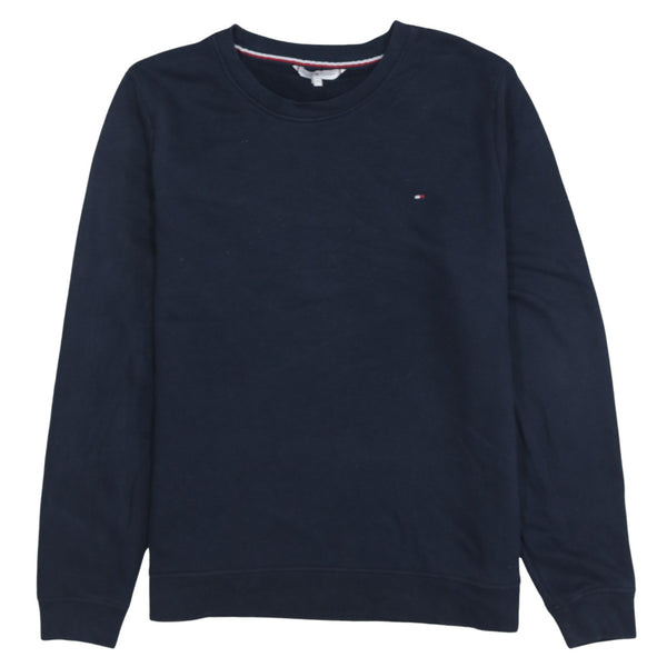 Tommy Hilfiger Navy Blue Sweatshirt Women's XLarge Embroidered Flag Logo Crewneck Pullover Top