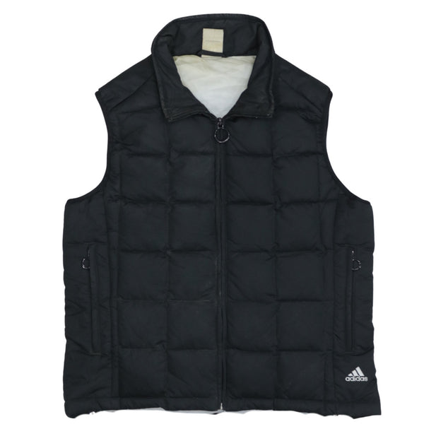 Adidas Black Puffer Gilet Women’s Small Zip Pockets Embroidered Logo Sleeveless Vest
