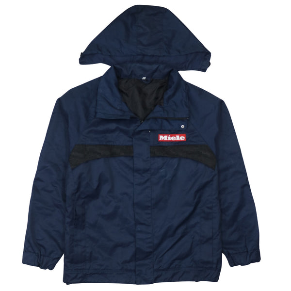 Vintage 90's Navy Blue Hooded Windbreaker Jacket - Men's Large