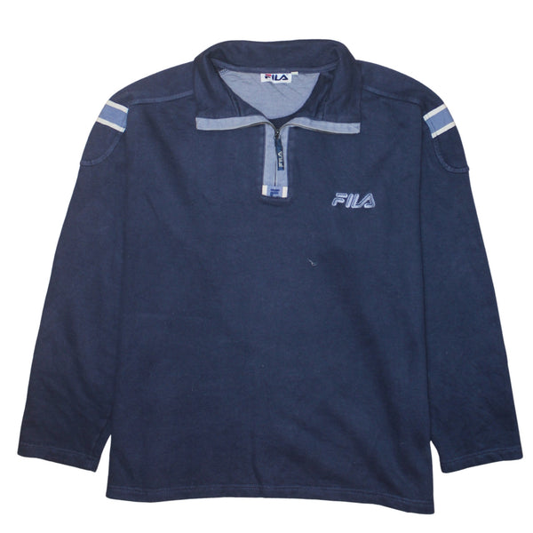 Fila 90's Lightweight Quarter Zip Sweatshirt XLarge Navy Blue