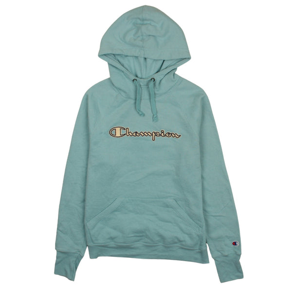 Champion 90's Spellout Heavyweight Hoodie XSmall Blue